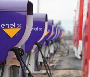 Detailed photo of electric charging stations for buses