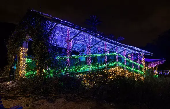 Iluminación navideña, lago inspirado en el Pacífico colombiano.