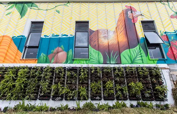 Imagen, jardines verticales en la estación de recarga patio Usme. proyecto  de  sostenibilidad.