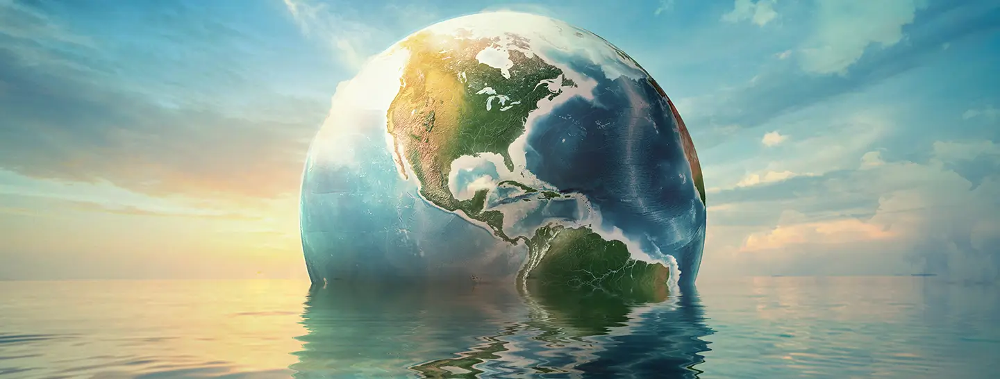 Conmemoración del Día Mundial de la Acción frente al Calentamiento Terrestre. Imagen de la Tierra derritiéndose por la contaminación global.