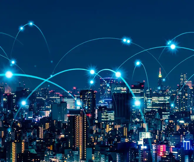 foto panorámica iluminación ciudades inteligentes