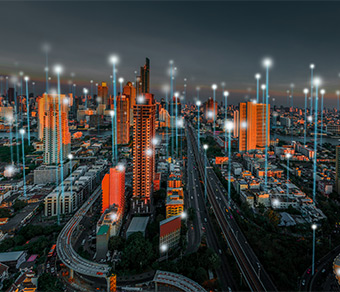 Fasci di luce su smart city