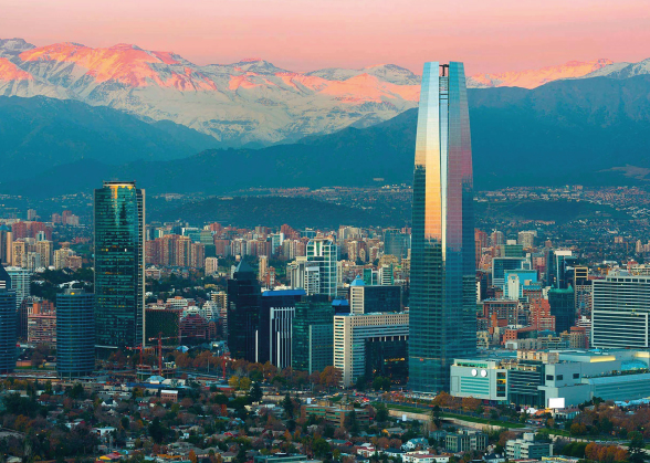 Vista di Santiago del Cile al tramonto