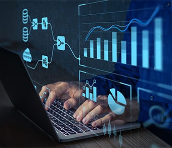 Computer con proiezioni di grafici