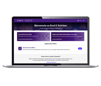 Schermo computer con homepage portale Enel X YoUrban