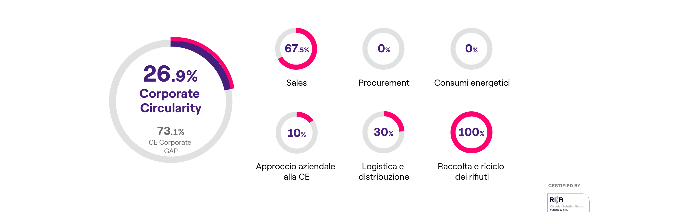 Infografica con dati percentuali sulla circolarità energetica