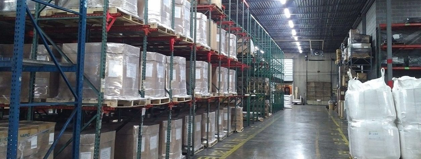 Large warehouse aisles and shelving