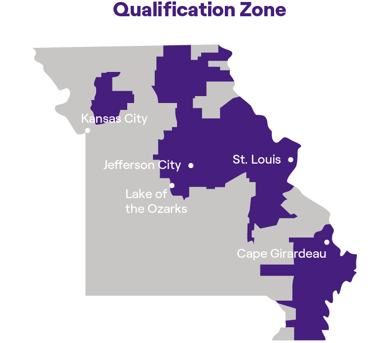 Map of Ameren Missouri Qualification Zone