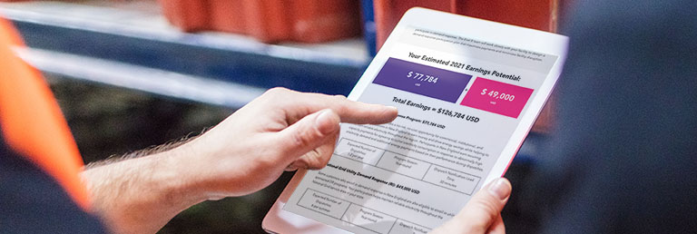 Enel X's Demand Response Calculator on a tablet