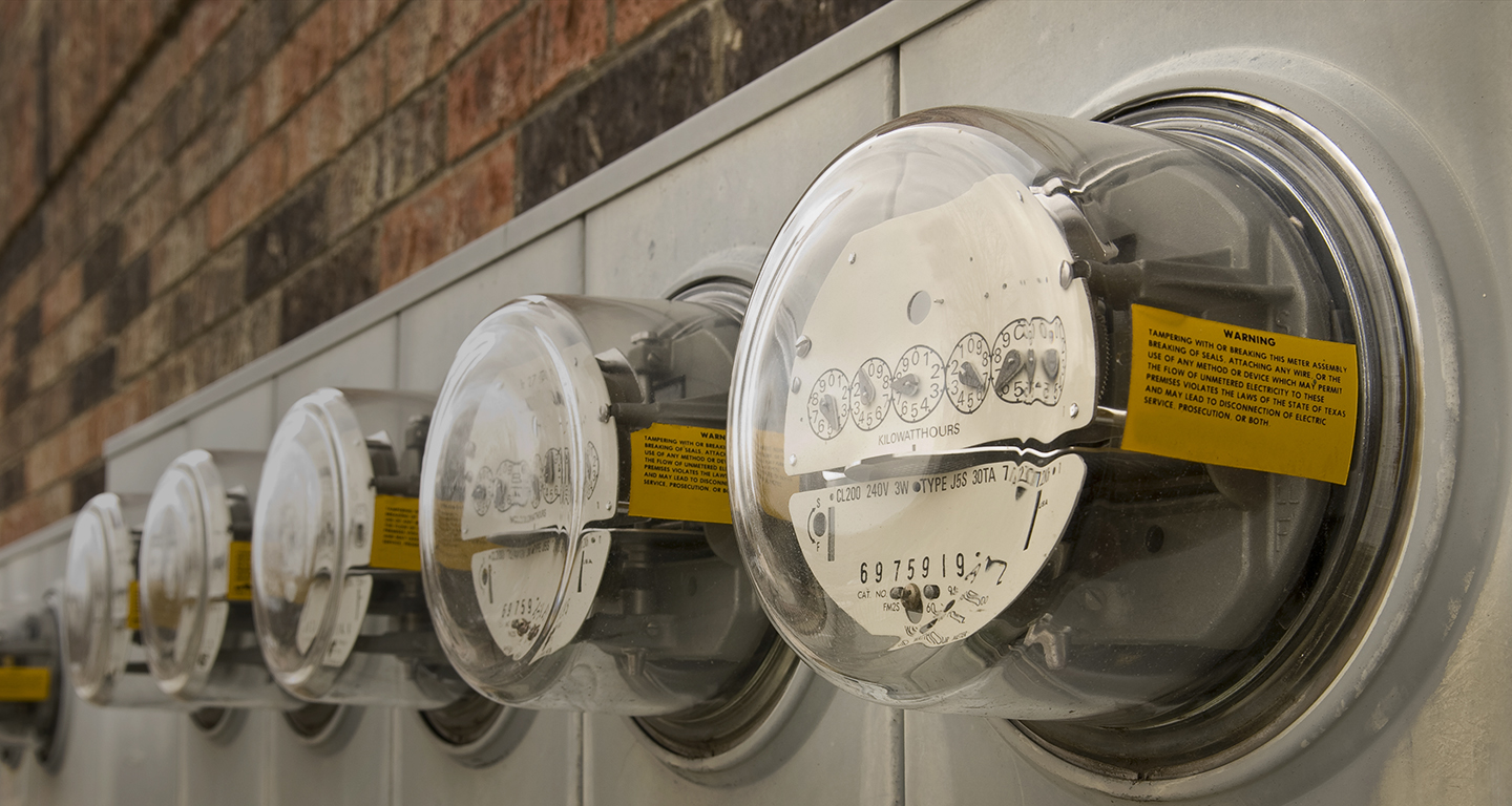 row of electricity meters