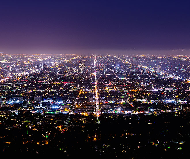 aerial photo of city at night
