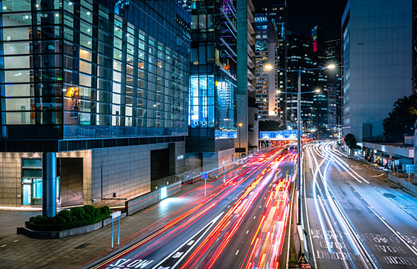 long exposure of city scene at night