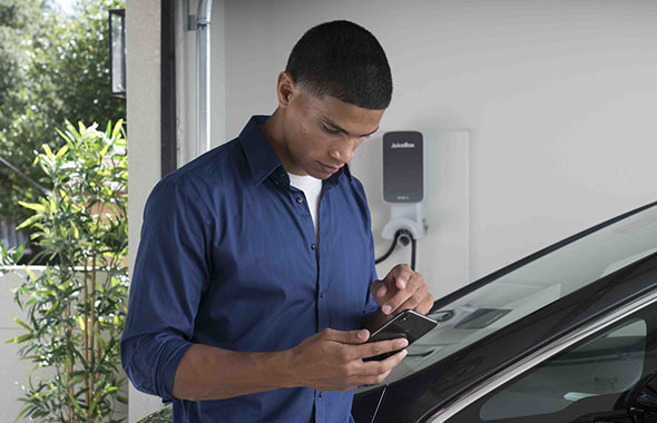ev charging at home with phone