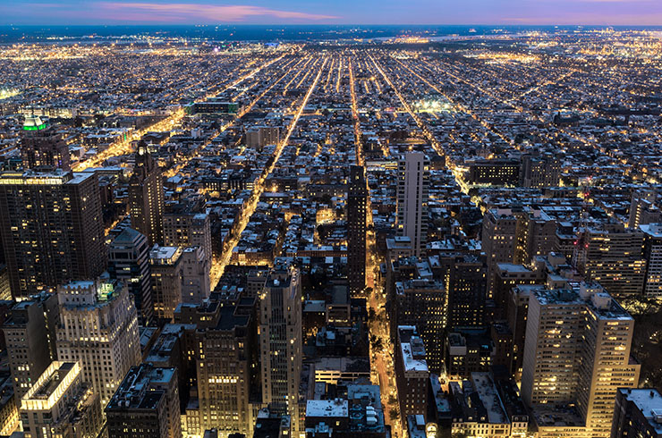 City streets at night