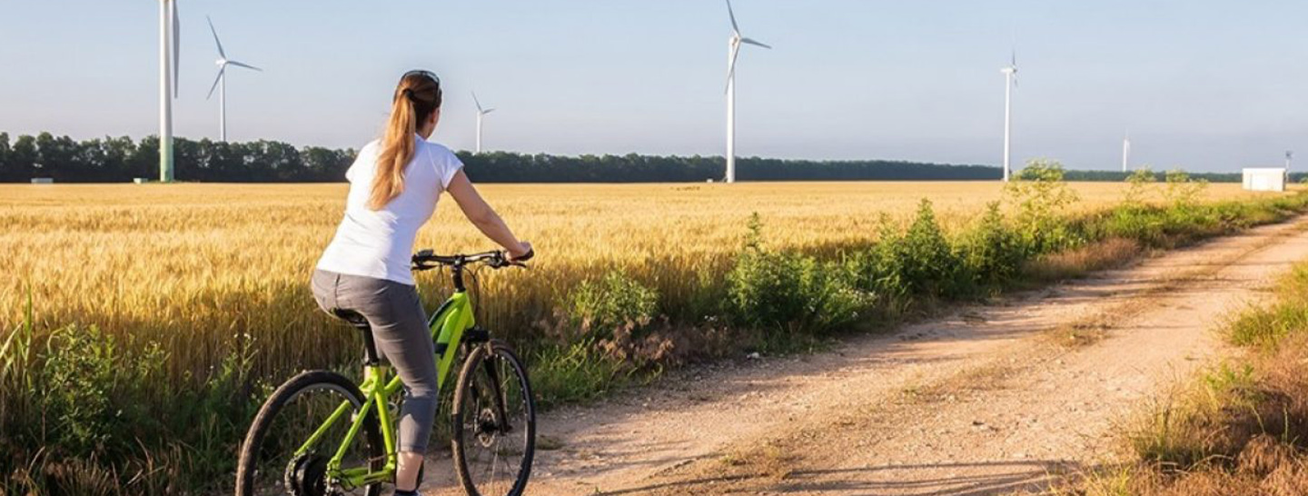 Woman riding  bike