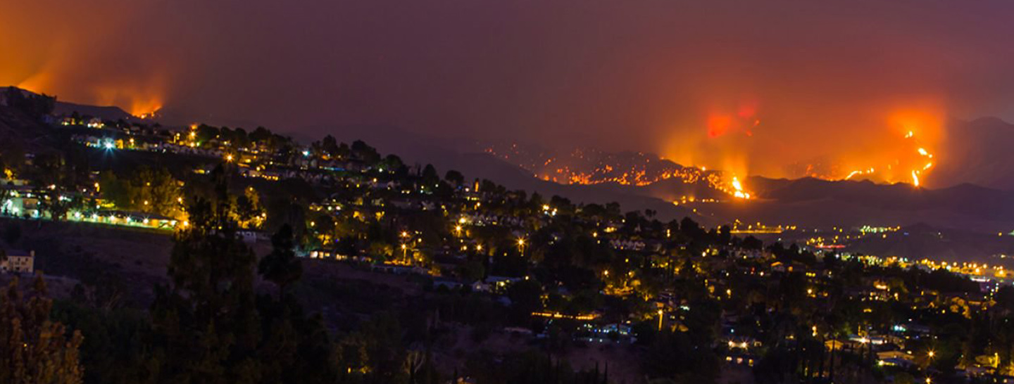 Wildfires at night