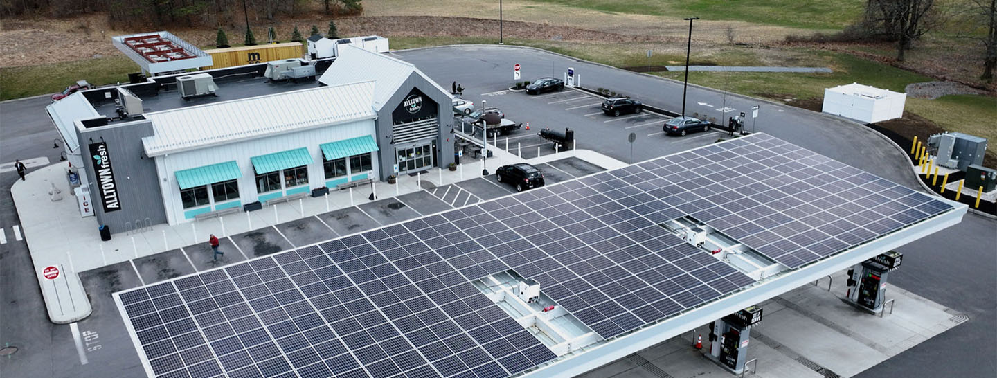 Solar panels on service station