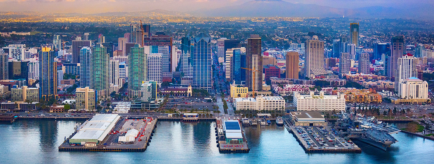 Aerial view of San Diego coastline