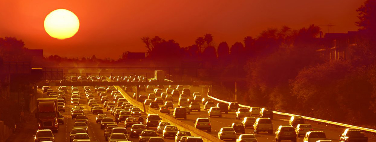 Sunset traffic in California