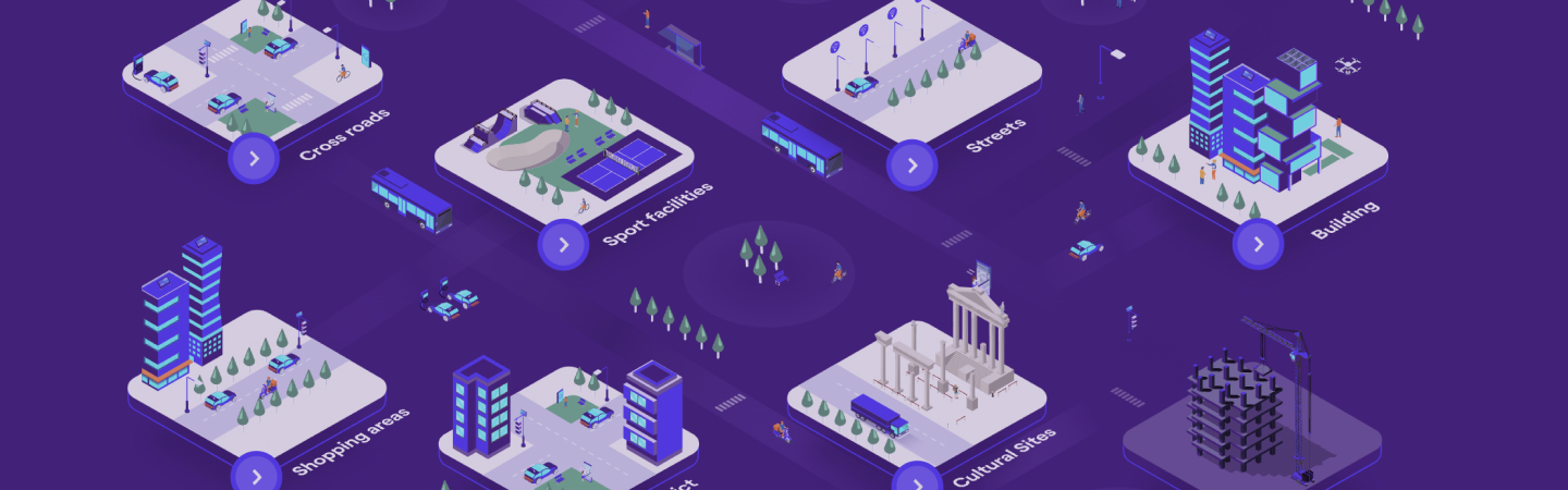 Isometric illustrations of e-City projects