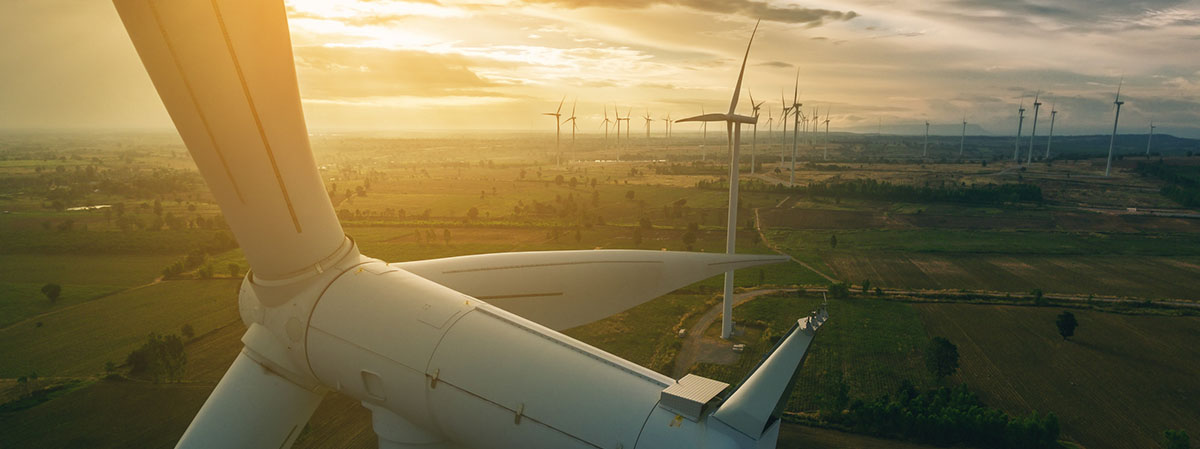 close-up of wind turbine