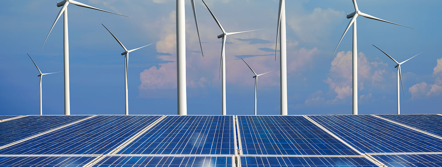 Windmills and solar panels