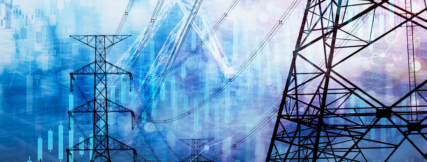 Power transmission lines over an abstract background