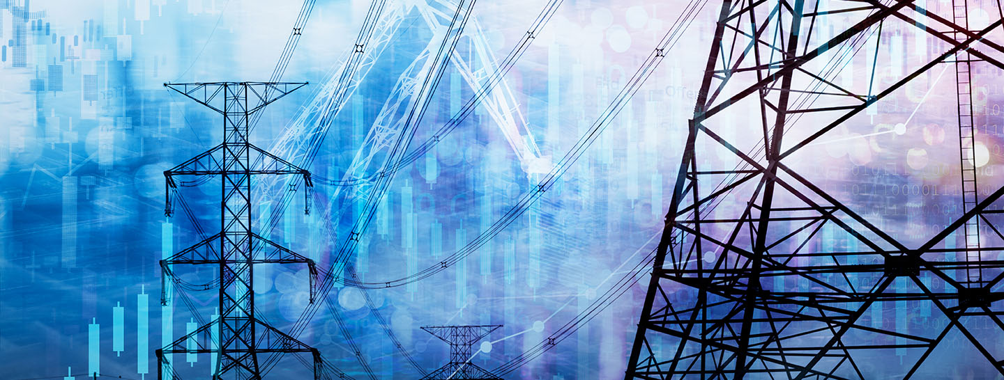 Power transmission lines over an abstract background