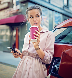 Woman drinking from a cup