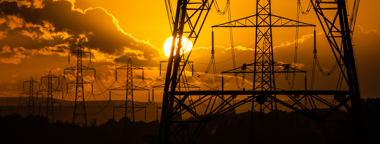 pylon cables shining in night sky